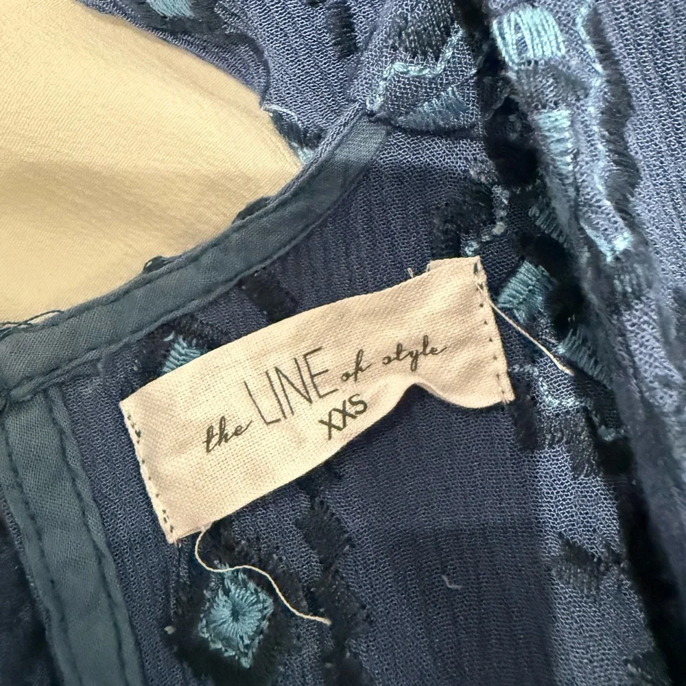 Blue Patterned Wrap Romper - Picture 7 of 8